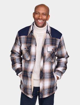 Pegasus Sherpa Lined Overshirt with Cord Panel Green