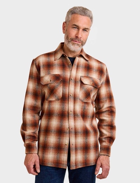 Pegasus Long Sleeve Check Shirt with Chest Pockets Chestnut