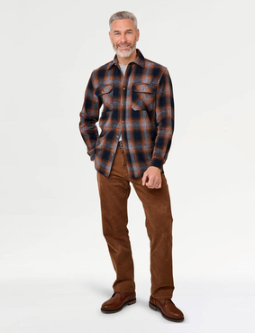 Pegasus Long Sleeve Check Shirt with Chest Pockets Chestnut