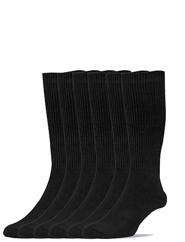 Six-Pack Value Mens Diabetic Socks - Black