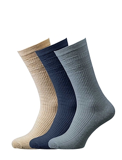 HJ Hall Pack Of 3 Extra Wide Fit Softop Socks Assorted