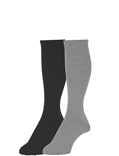 HJ Hall Pack of 2 Immaculate Sock Black & Mid Grey