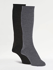 HJ Hall Pack of 2 Immaculate Long Sock Black & Mid Grey