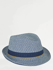 Straw Trilby With Contrast Trim Navy