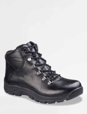Leather Waterproof Extra Wide Fit Lace Hiker Boot Black