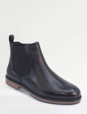 Pegasus Leather Wide Fit Chelsea Boot With Side Zip Black
