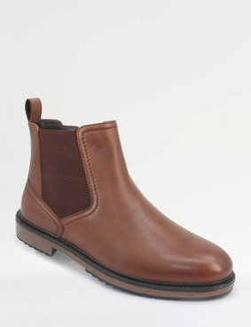 Pegasus Leather Wide Fit Chelsea Boot With Side Zip Black
