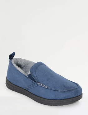 Faux Suede Fleece Lined Wide Fit Slipper Tan