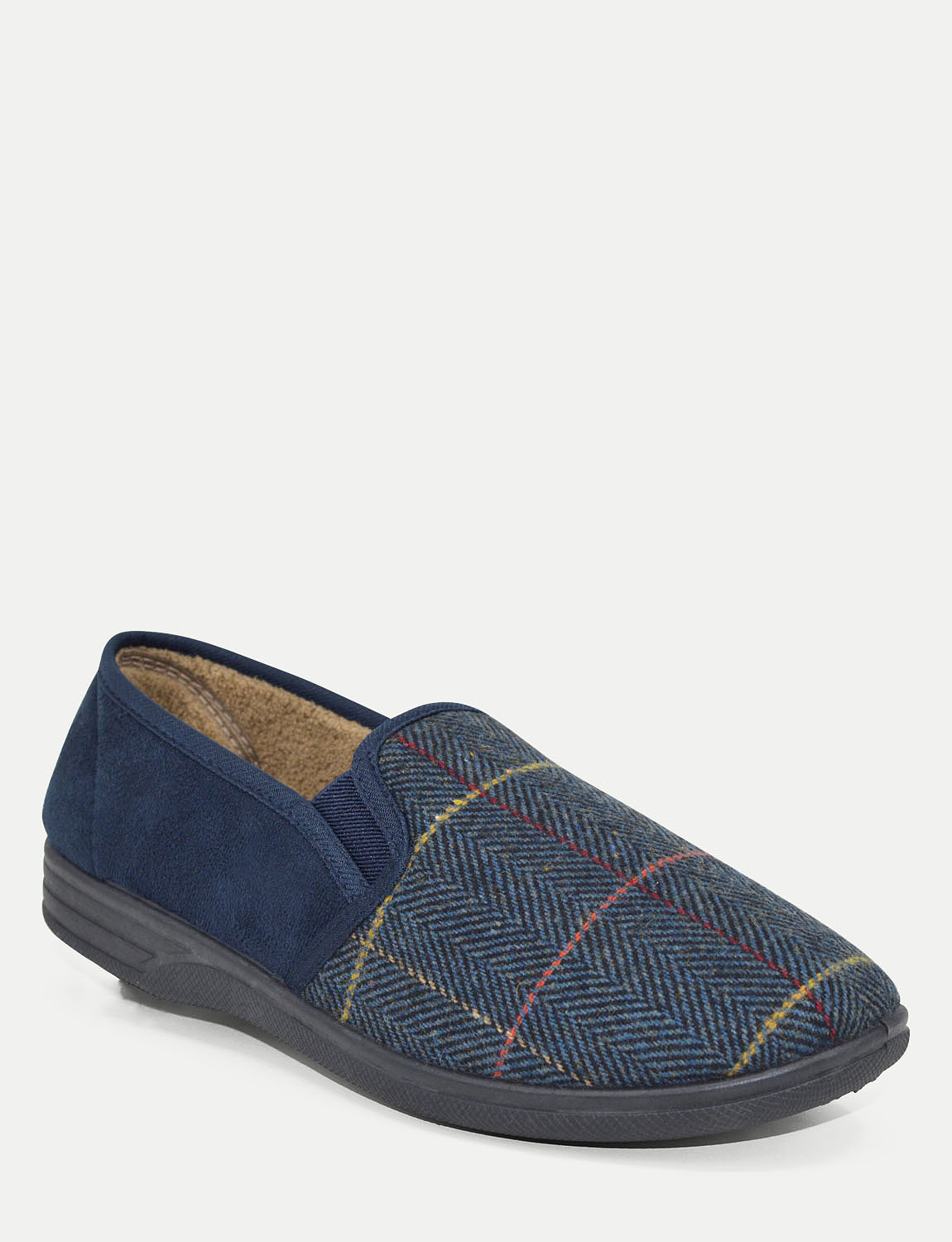 Dr Keller Wide Fit Fleece Lined Memory Foam Slipper NAVY