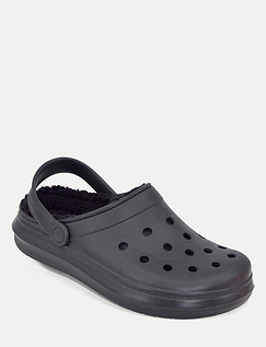 Fleece Lined Wide Fit Clog Black