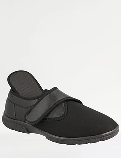 DB Shoes Extra Wide Touch Fasten Stretch House Shoes Black