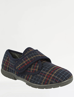 DB Shoes Touch Fasten Extra Wide Mens Slippers NAVY