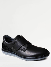 Catesby Wide Fit Touch Fasten Leather Shoes Black