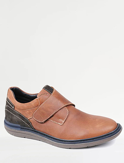 Catesby Wide Fit Touch Fasten Leather Shoes Tan