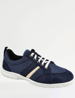 DB Shoes Mens Lace Trainer Tim Extra Wide EE to 4E Navy