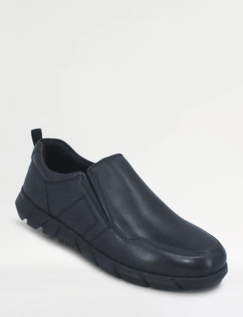 Pegasus Leather Extra Wide Slip On Shoe - Black