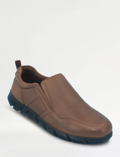 Pegasus Leather Extra Wide Slip On Shoe - Brown