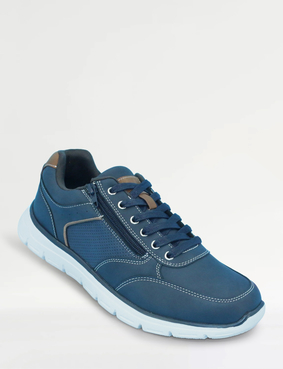 Dr Keller Wide G Fit Trainer With Side Zip Navy