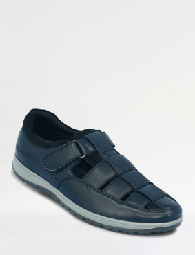 Pegasus Leather Wide Fit Sandal Shoe Black