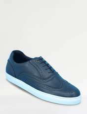 Pegasus Leather Wide Fit Brogue Trainer Tan
