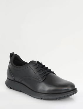 Pegasus Ortholite Premium Lace Fasten Wide Fit Leather Shoes Black
