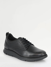 Pegasus Ortholite Premium Lace Fasten Wide Fit Leather Shoes Black