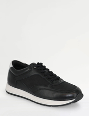 Pegasus Leather Wide Fit Trainer Black