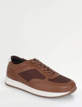Pegasus Leather Wide Fit Trainer Black