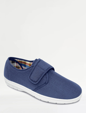 Extra Wide H Fit Touch Fasten Canvas Shoes Navy