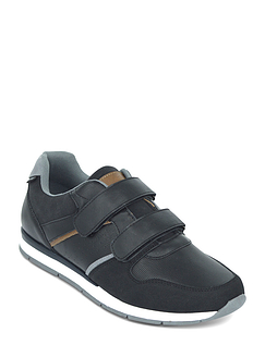Pegasus Wide Fit Touch Fasten Trainers Black