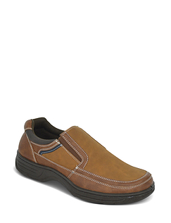 Cushion Walk Wide G Fit Slip On Shoes with Gel Pad Brown