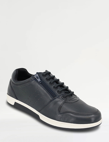 Pegasus Wide G Fit Leather Lace Trainer with Side Zip