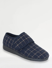 Extra Wide H Fit Touch Fasten Slippers with Outdoor Sole Navy