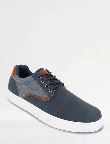 Pegasus Wide Fit Lace Shoe With Canvas Trim