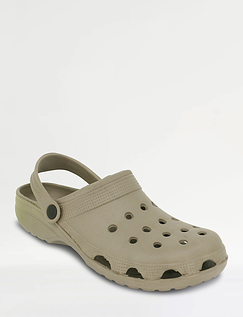 Wide Fit Slip On Clog - Khaki