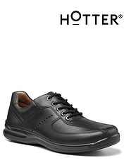 Hotter Lance Dual Wide Fit Leather Lace Shoe Black