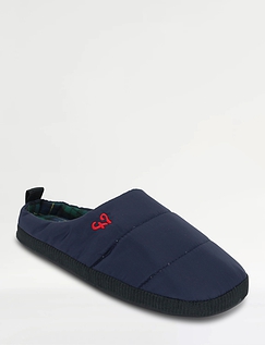 Farah Wide Fit Quilted Mule Slipper NAVY
