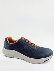 Catesby Standard Fit Leather Casual Lace Trainer Graham Navy