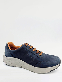 Catesby Standard Fit Leather Casual Lace Trainer Graham Navy
