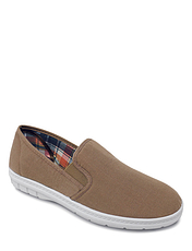 Canvas Elastic Gusset Slip On Standard Fit Shoe Beige