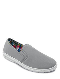 Canvas Elastic Gusset Slip On Standard Fit Shoe - Grey