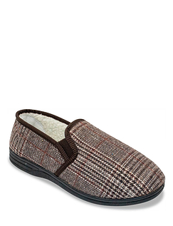Fleece Lined Slipper with Outdoor Sole - Brown