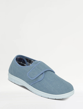 Wide G Fit Touch Fasten Canvas Shoes Navy