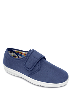 Wide Fit Touch Fasten Canvas Shoes Navy