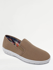 Canvas Wide G Fit Elastic Gusset Slip On Shoe Navy