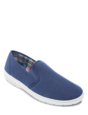 Canvas Wide Fit Elastic Gusset Slip On Shoe Navy