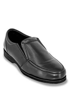 Leather Wide Fit Slip On Shoe Black