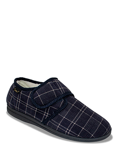 Dr Keller Wide Fit Thermal Lined Touch-Fasten Slipper Navy