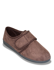 Padders Wide G Fit Touch Fasten Slipper Brown