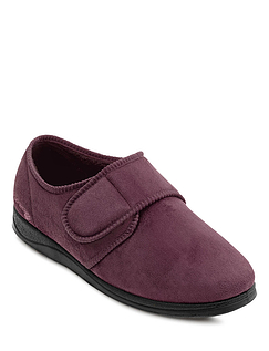 Padders Extra Wide G Fit Touch Fasten Slipper - Burgundy